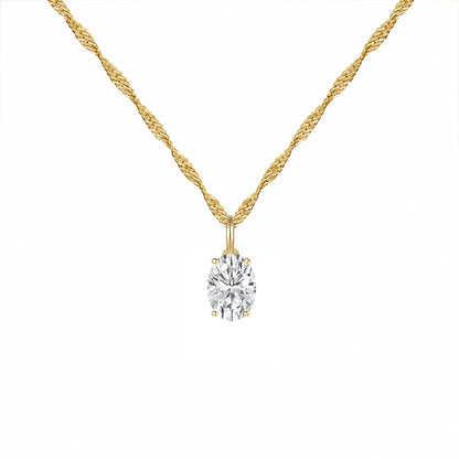 14K Lab Grown Oval Solitaire Pendant F-G VS1-VS2