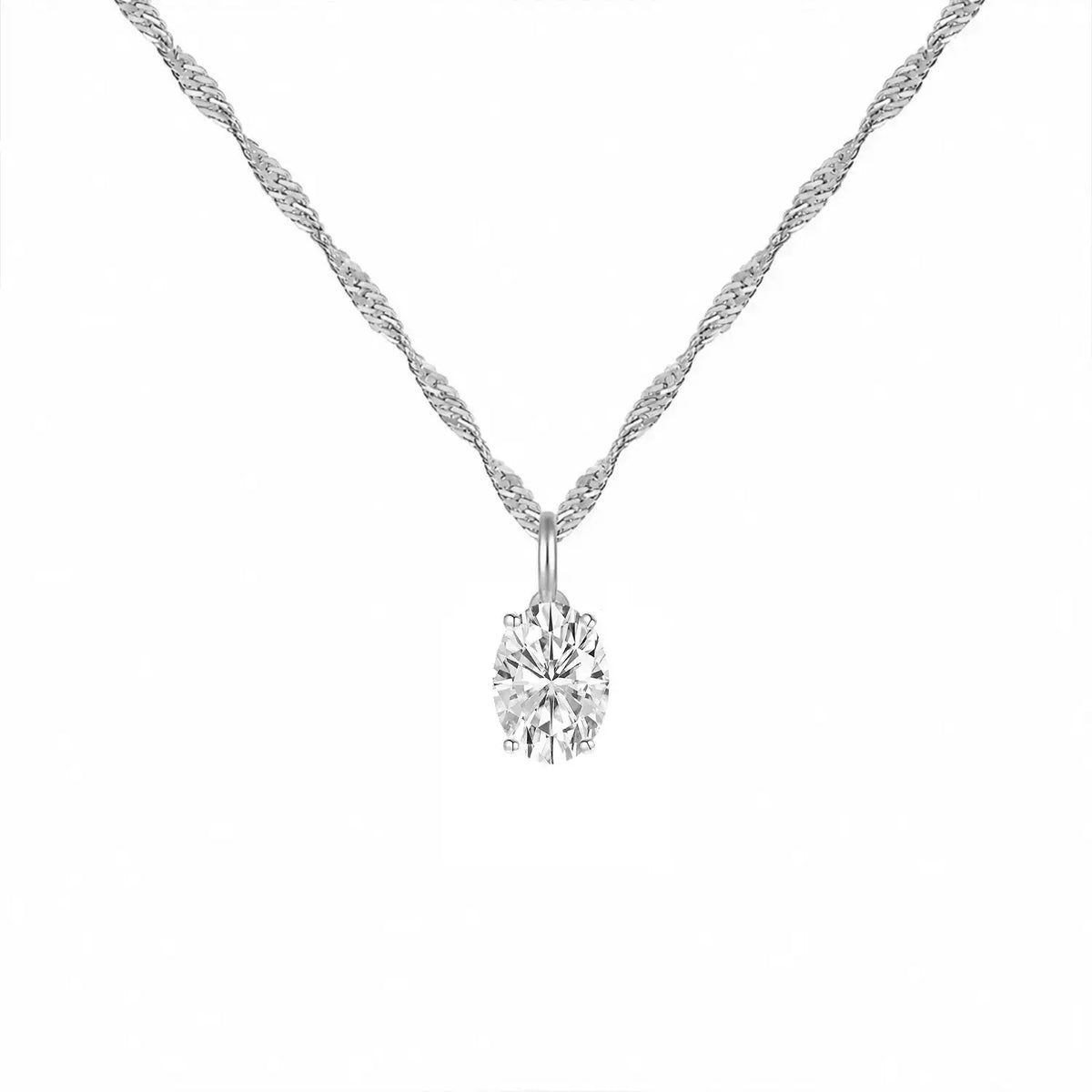 14K Lab Grown Oval Solitaire Pendant F-G VS1-VS2