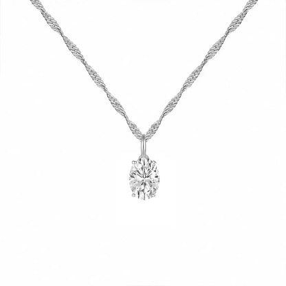 14K Lab Grown Oval Solitaire Pendant F-G VS1-VS2