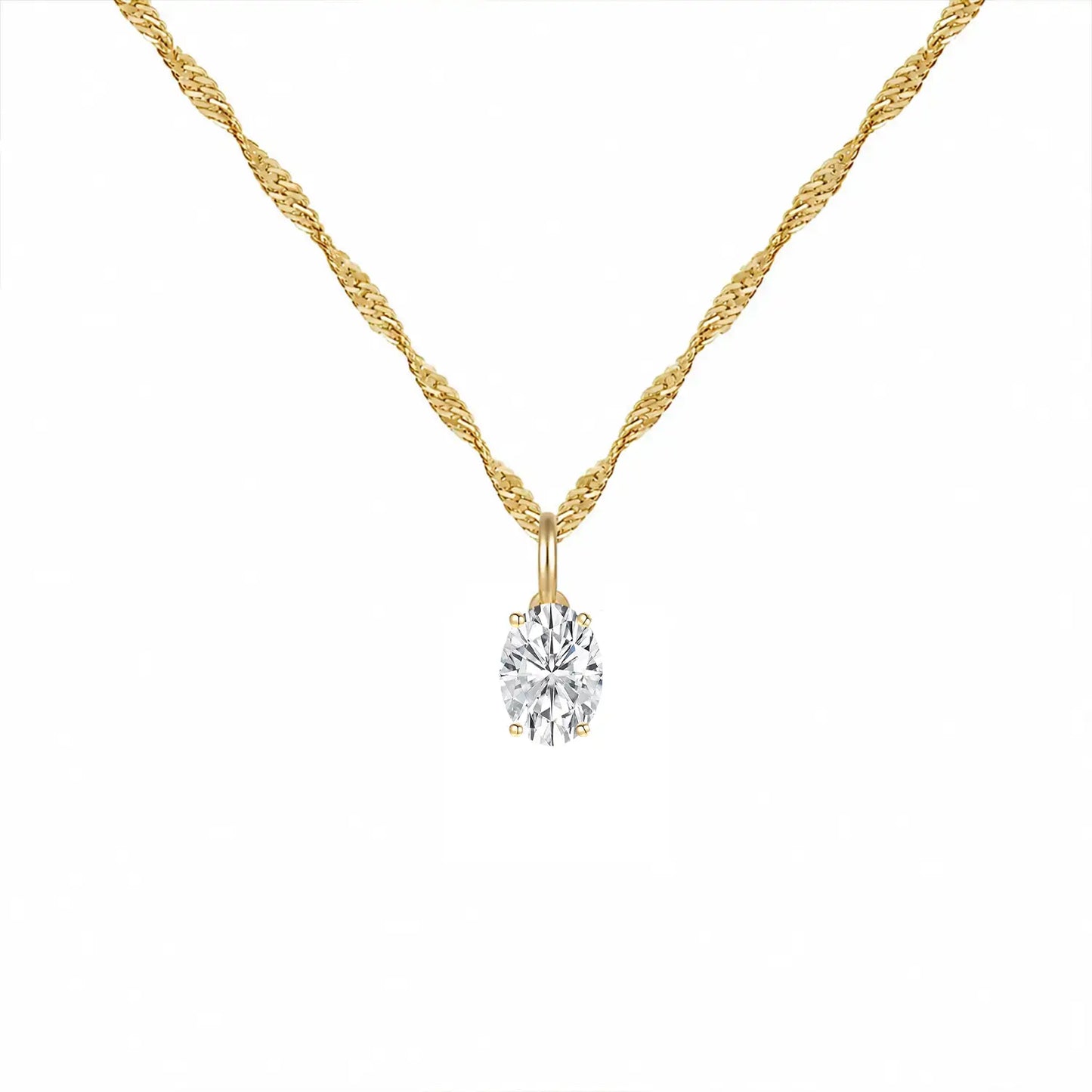 14K Lab Grown Oval Solitaire Pendant F-G VS1-VS2