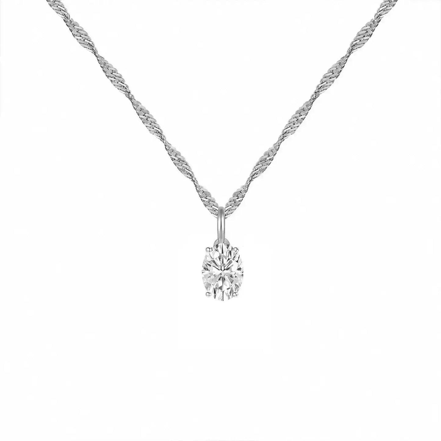 14K Lab Grown Oval Solitaire Pendant F-G VS1-VS2