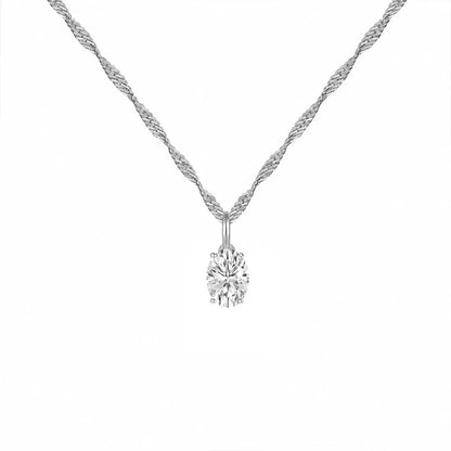 14K Lab Grown Oval Solitaire Pendant F-G VS1-VS2