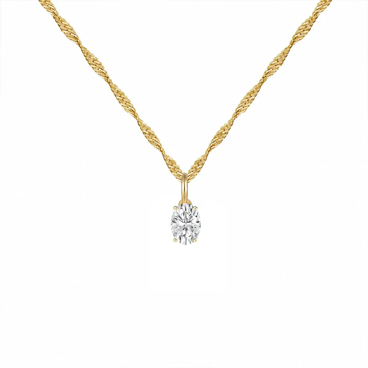 14K Lab Grown Oval Solitaire Pendant F-G VS1-VS2