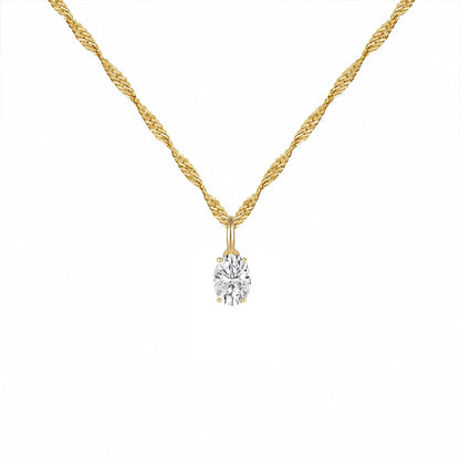 14K Lab Grown Oval Solitaire Pendant F-G VS1-VS2