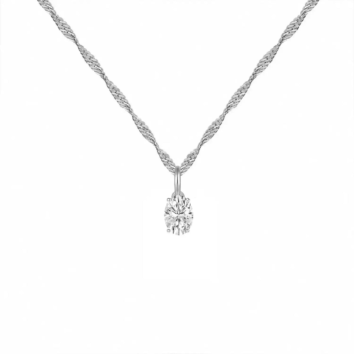 14K Lab Grown Oval Solitaire Pendant F-G VS1-VS2