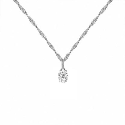 14K Lab Grown Oval Solitaire Pendant F-G VS1-VS2