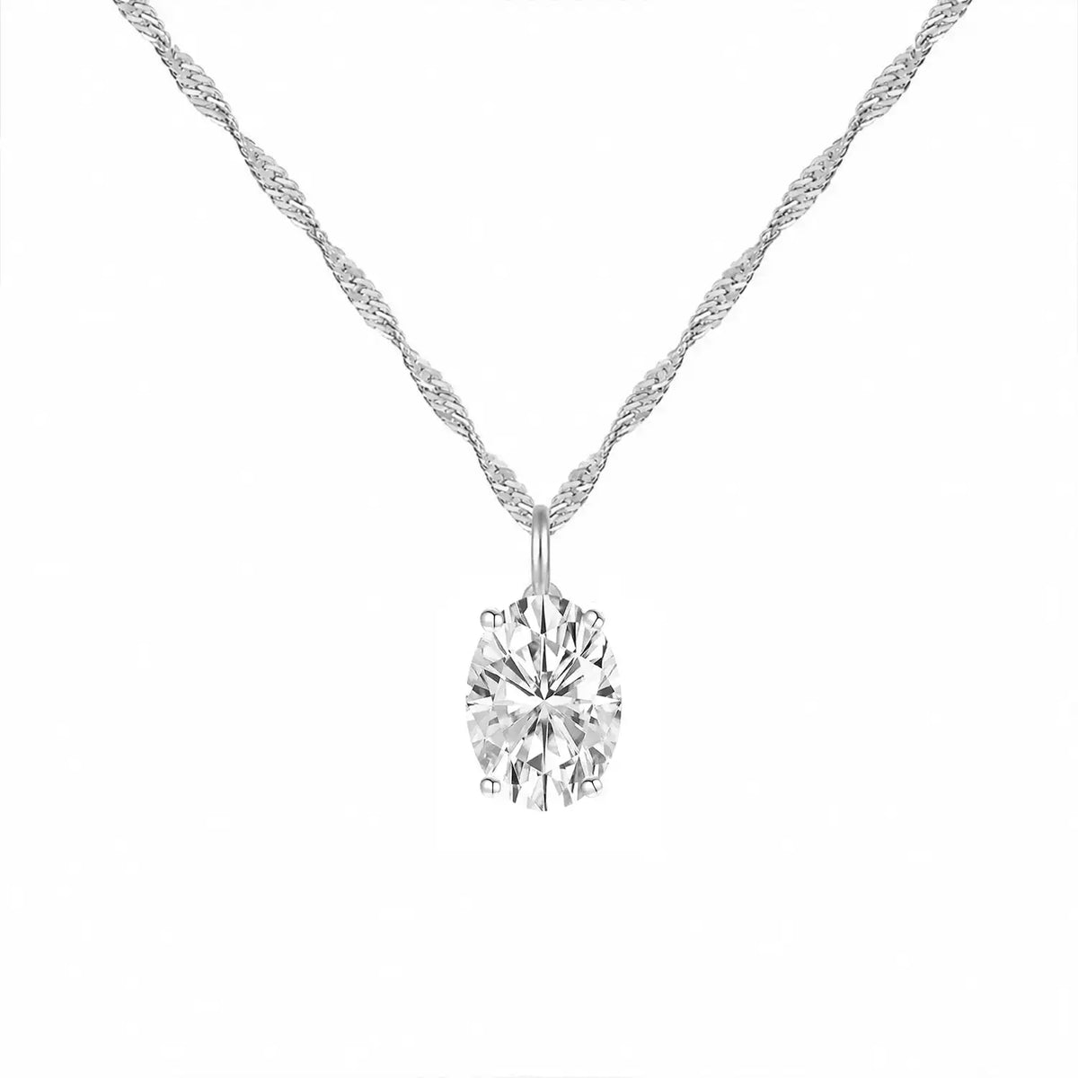14K Lab Grown Oval Solitaire Pendant F-G VS1-VS2