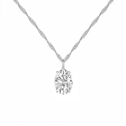 14K Lab Grown Oval Solitaire Pendant F-G VS1-VS2