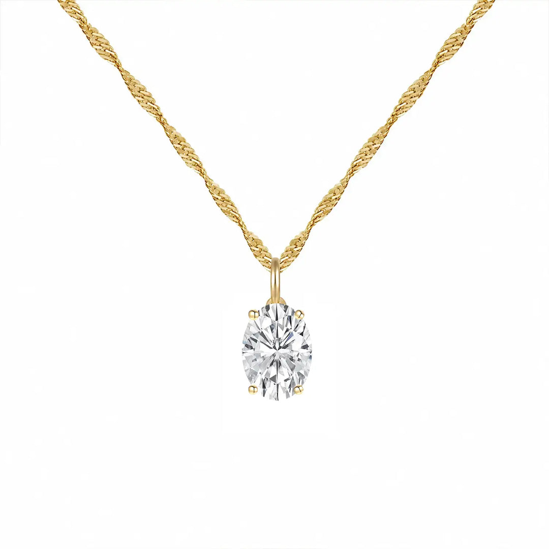 14K Lab Grown Oval Solitaire Pendant F-G VS1-VS2