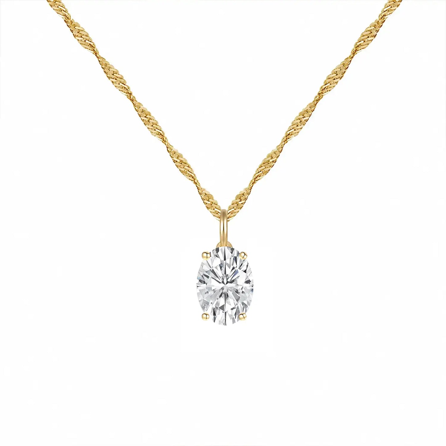 14K Lab Grown Oval Solitaire Pendant F-G VS1-VS2