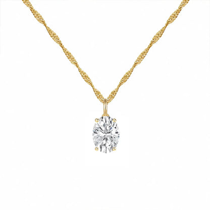 14K Lab Grown Oval Solitaire Pendant F-G VS1-VS2