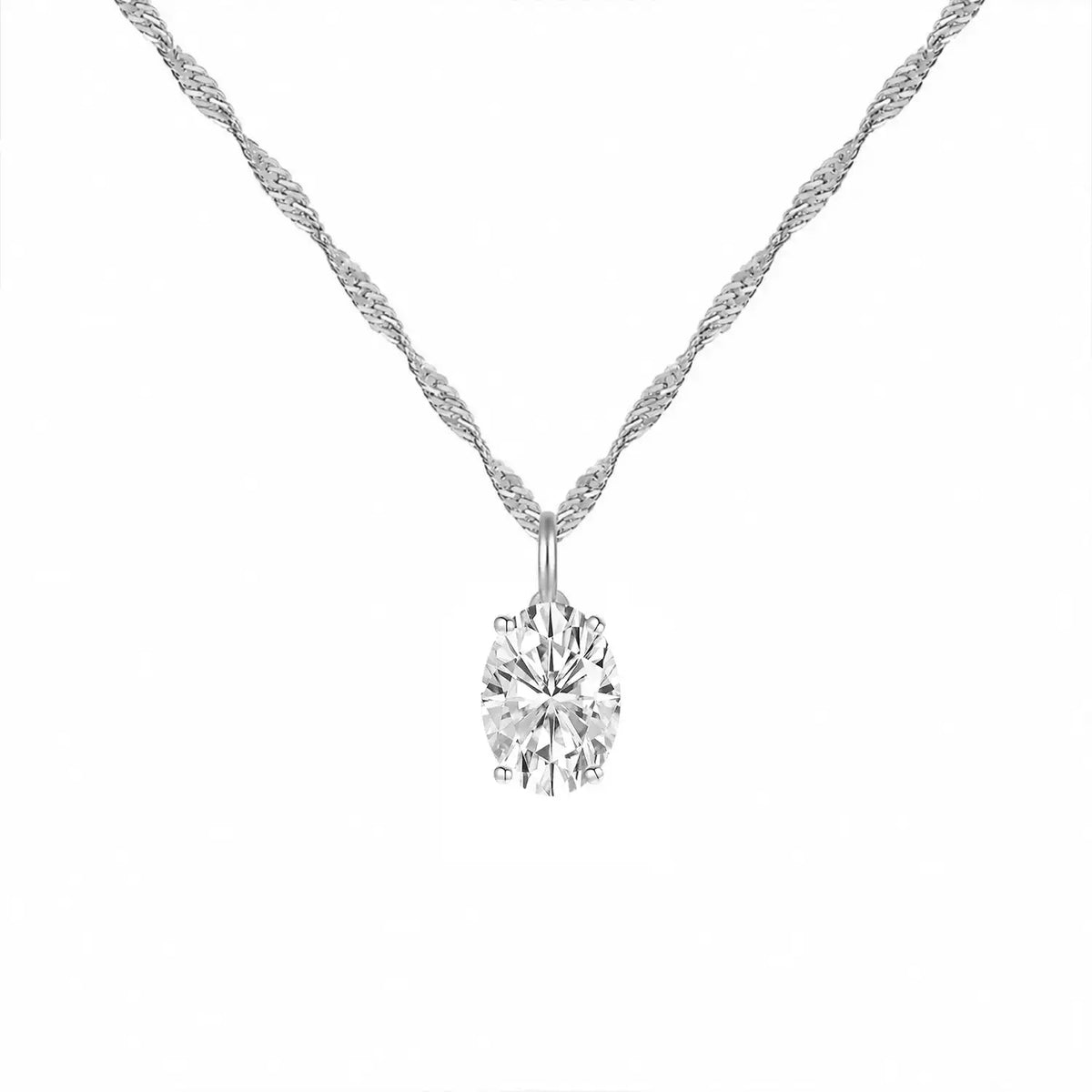 14K Lab Grown Oval Solitaire Pendant F-G VS1-VS2