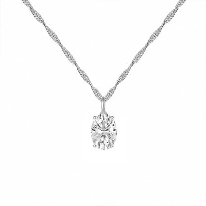 14K Lab Grown Oval Solitaire Pendant F-G VS1-VS2