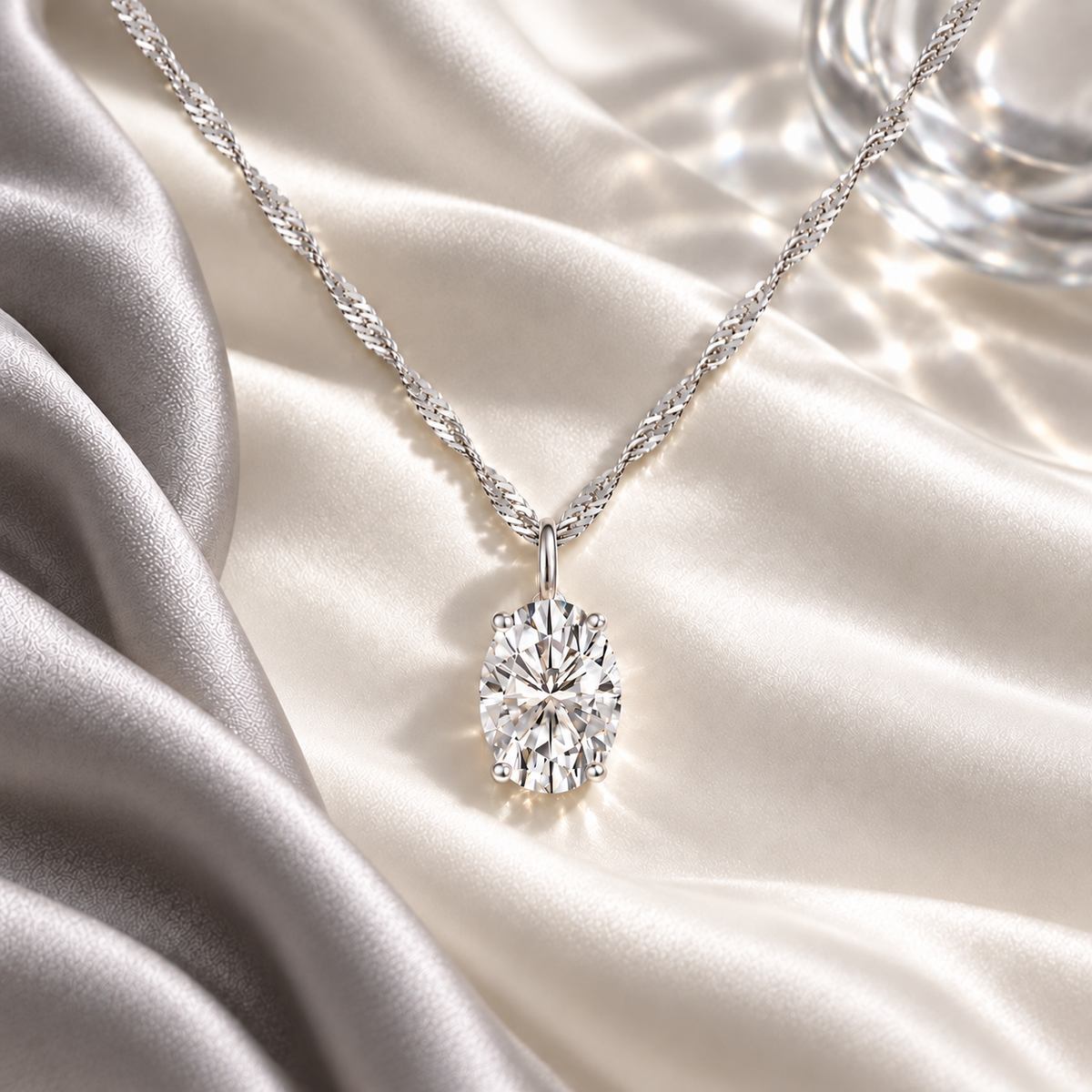 14K Lab Grown Oval Solitaire Pendant F-G VS1-VS2