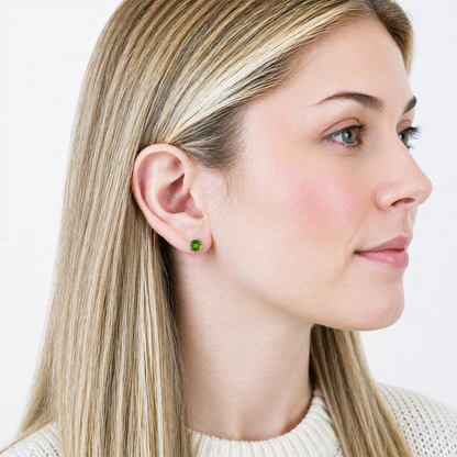 Sterling Silver 6mm Round Gemstone Stud Earrings