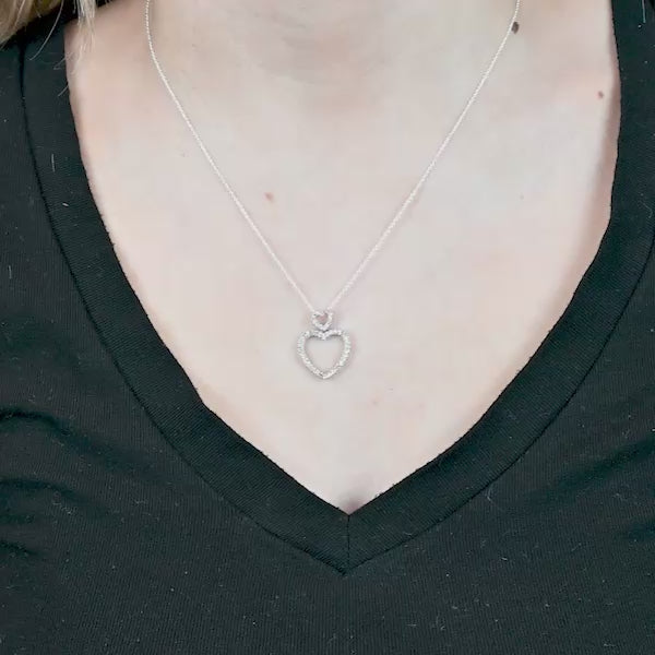 Sterling Silver 1/3 Diamonds Heart Necklace I - I2