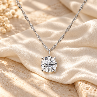 14K Lab Grown Round Solitaire Pendant F-G VS1-VS2
