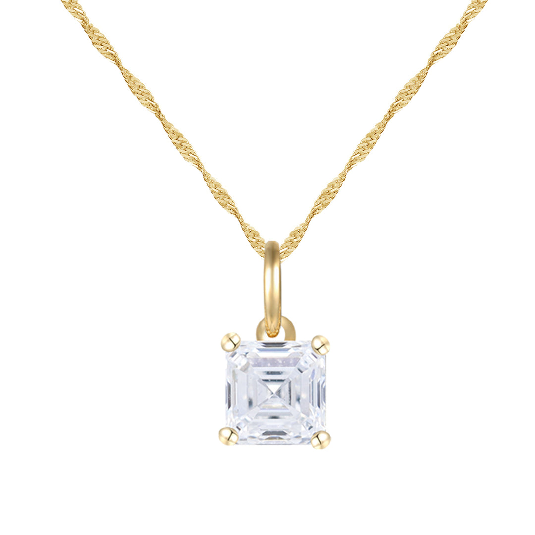 14K Lab Grown Asscher Solitaire Pendant F-G VS1-VS2