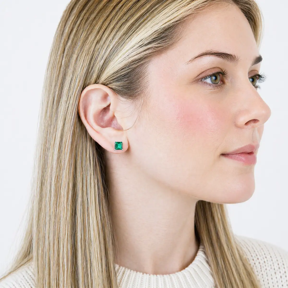 Sterling Silver 6mm Square Cut Stud Earrings