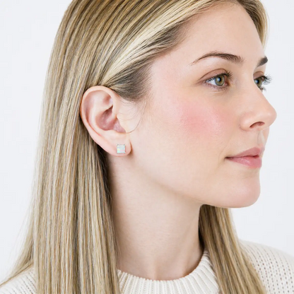 Sterling Silver 6mm Square Cut Stud Earrings