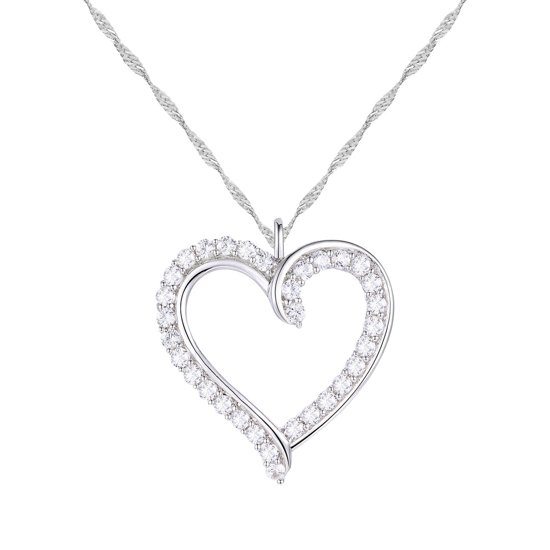 10K White and Yellow Gold 1/3 CTTW  Diamond F - G / VS1 - VS2 Solitaire Heart Shape Necklace