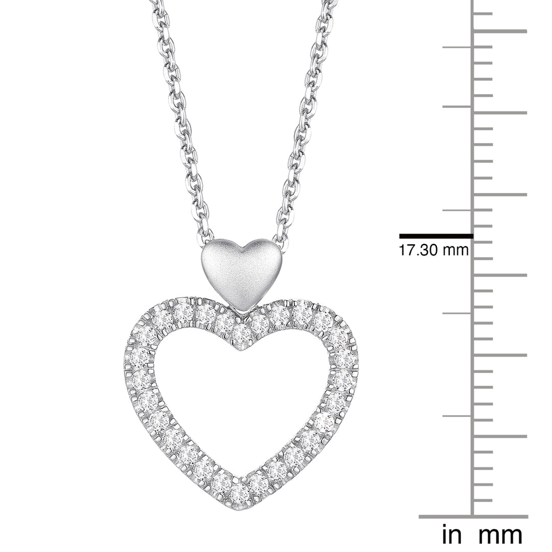 Sterling Silver Open Heart Lab Grown Diamond Necklace 1/5 CTTW F-G / VS1 - VS2