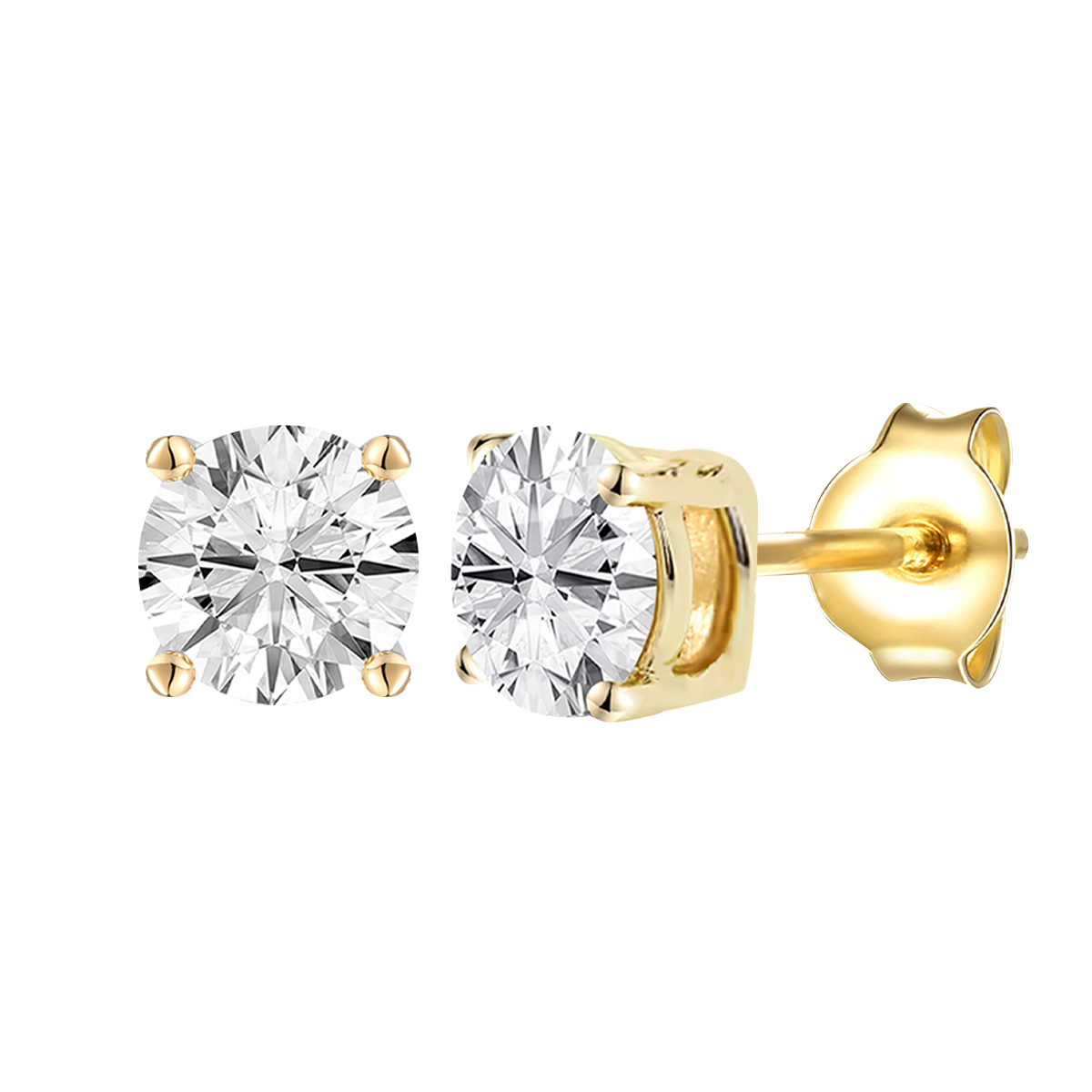 14K Lab Grown Round Solitaire Earrings F-G VS1-VS2