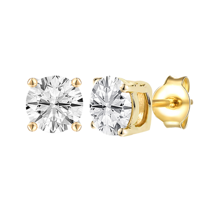 14K Lab Grown Round Solitaire Earrings F-G VS1-VS2