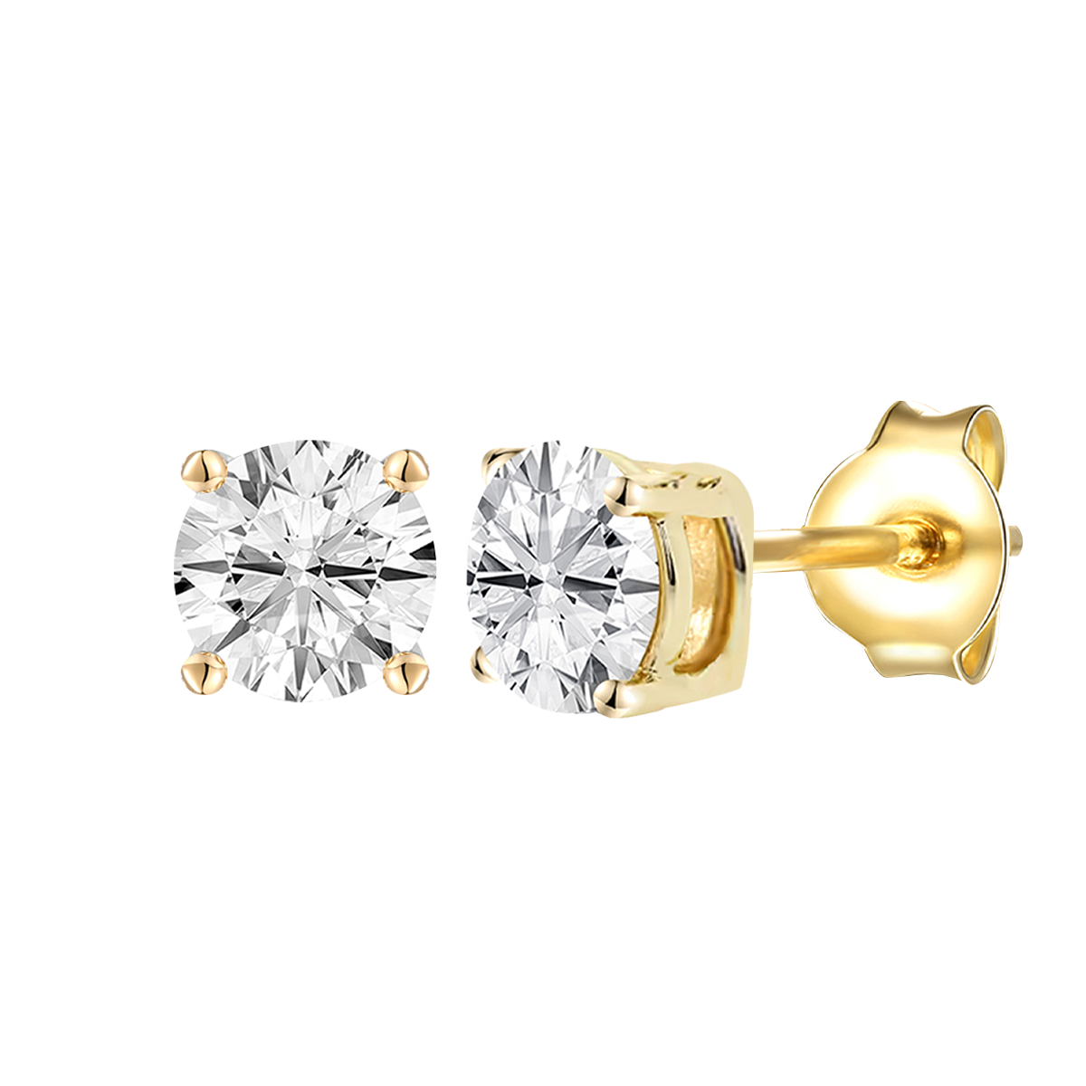 14K Lab Grown Round Solitaire Earrings F-G VS1-VS2