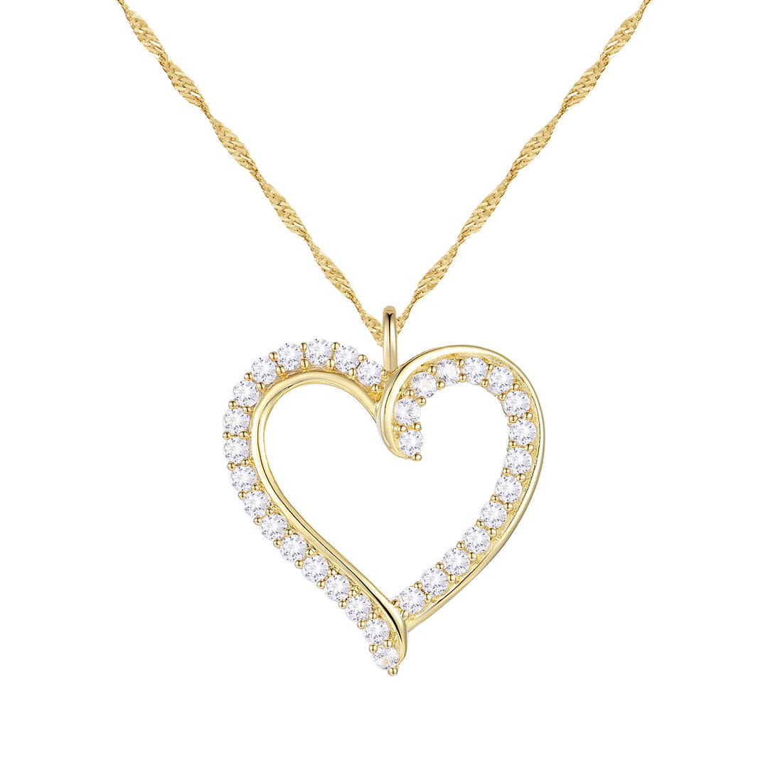 10K White and Yellow Gold 1/3 CTTW  Diamond F - G / VS1 - VS2 Solitaire Heart Shape Necklace