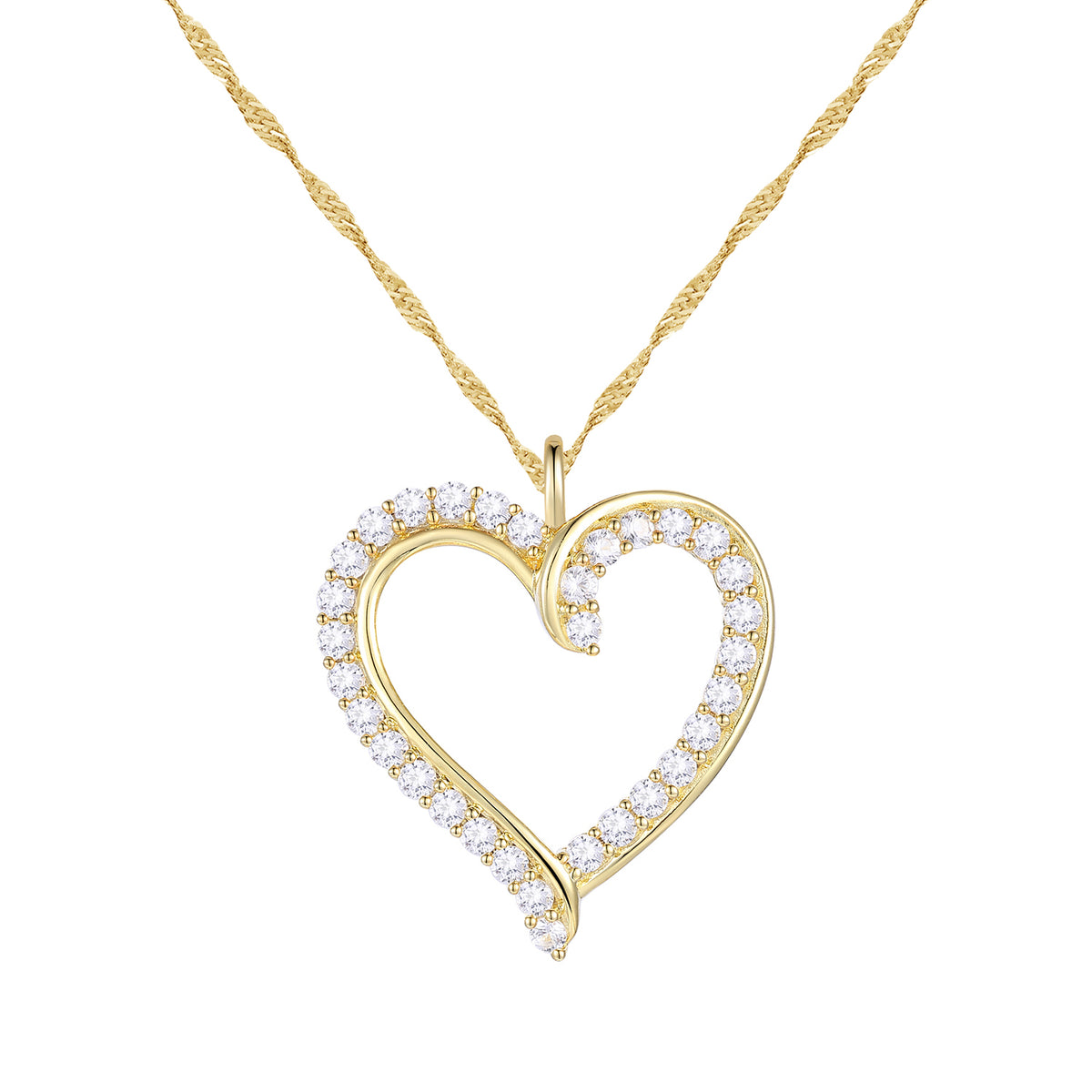 10K White and Yellow Gold 1/3 CTTW  lab grownDiamond F - G / VS1 - VS2 Solitaire Heart Shape Necklace