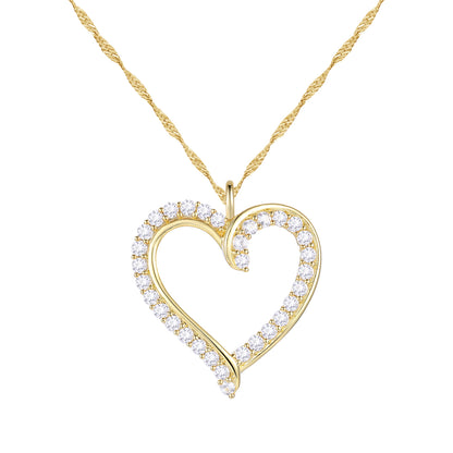 10K White and Yellow Gold 1/3 CTTW  lab grownDiamond F - G / VS1 - VS2 Solitaire Heart Shape Necklace