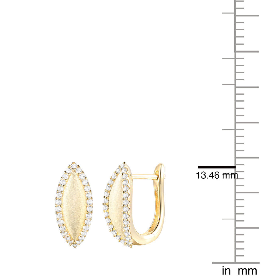 10K Yellow Gold 1/4 ct tw Diamond Satin Leaf Hinged Hoop Earring (I-I2)