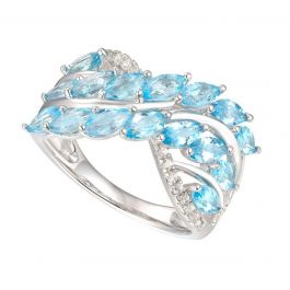 Tirafina Sterling Silver Marquise Blue Topaz Diamond Ring Jewelry store ...