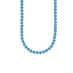Sterling Silver Genuine Blue Topaz tennis Necklace