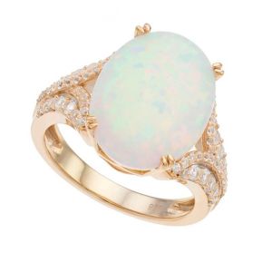 Tirafina Lab-Created Opal & Lab-Created White Sapphire 14K Gold Over ...